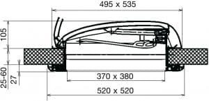 Dometic Mini Heki Style Dachhaube 400x400mm, ohne Zwangsbelüftung (DS 25-42) – Bild 2