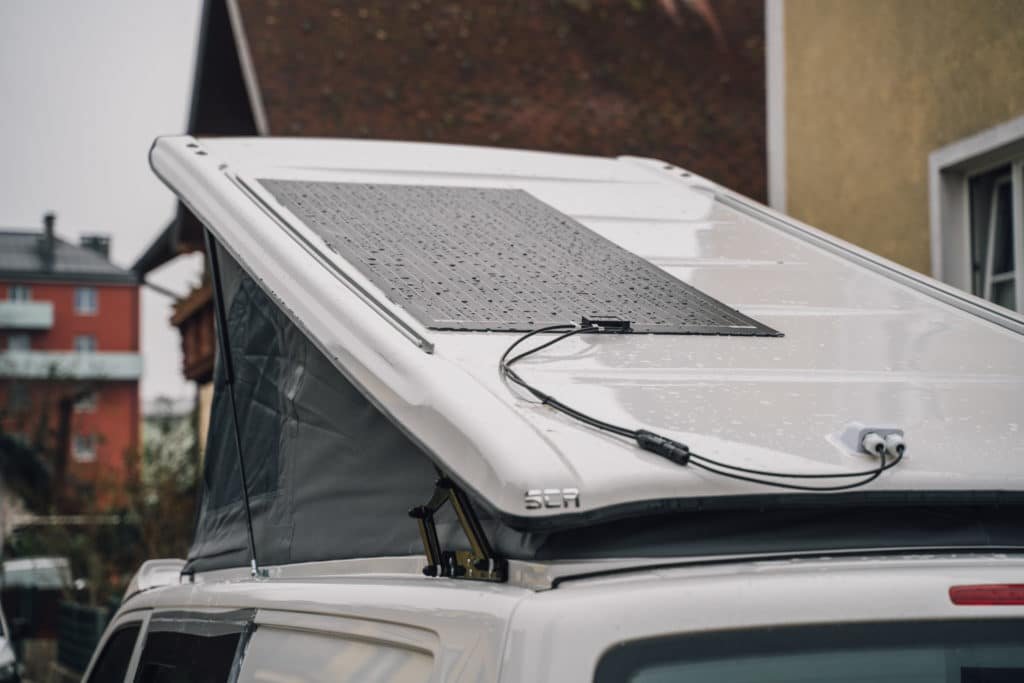 flexibles Solarmodul VW T5 Montage aufstelldach